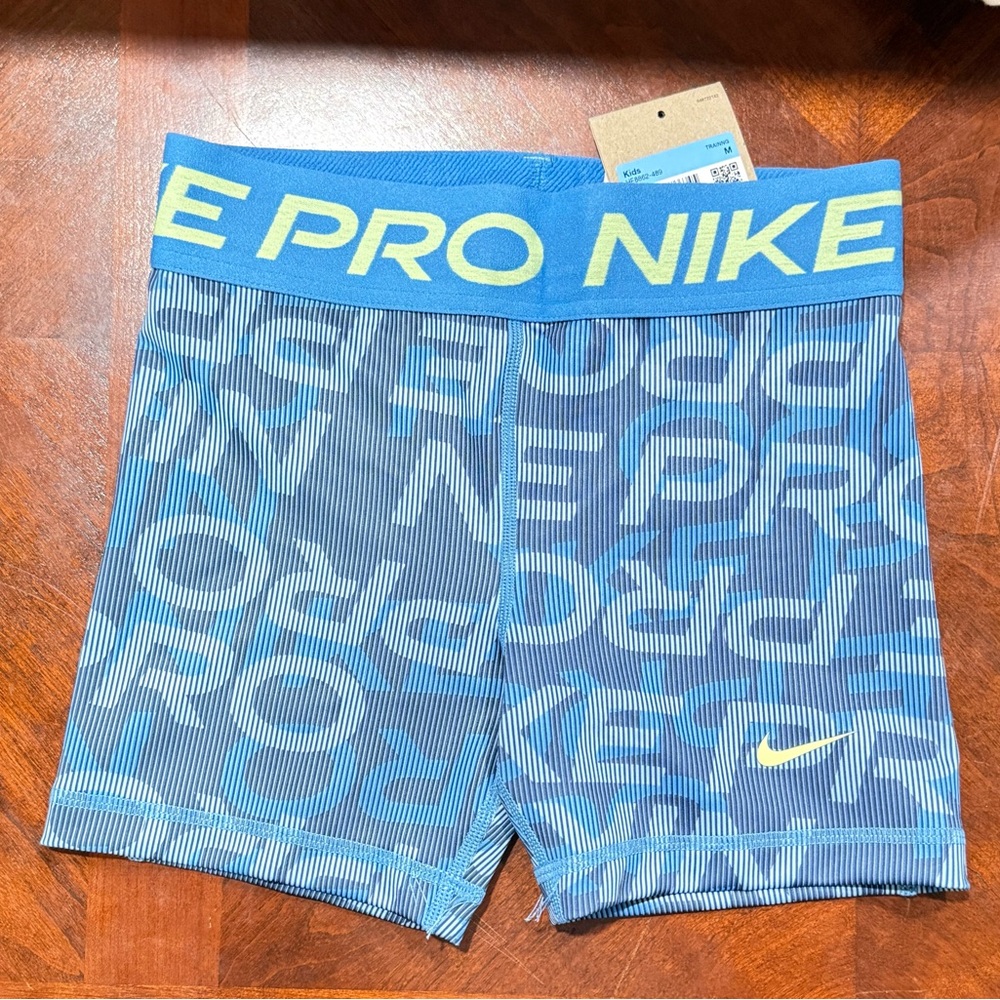 Nike Blue Compression Shorts with Yellow Accents